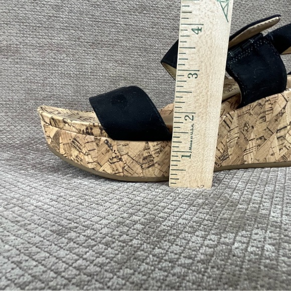 Andrew Geller Jolene Black Wedge Shoes with Cork-Style Sole Sandals size 8 EUC - Picture 11 of 15
